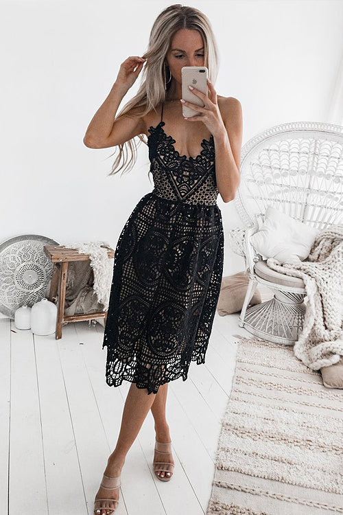 Take Me Out Tonight Lace Midi Dress - 2 Colors - View 3