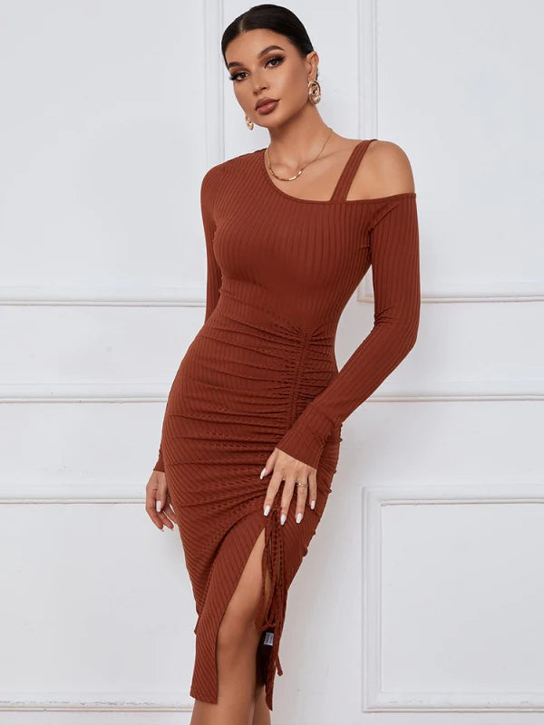 Long Sleeve Sexy Dress S / Caramel
