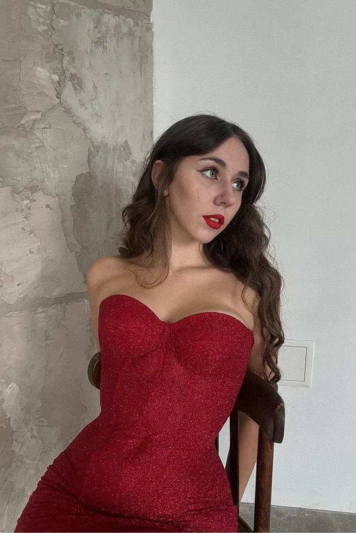 Glitter Strapless Sweetheart Corset Bodycon Mini Dress 6