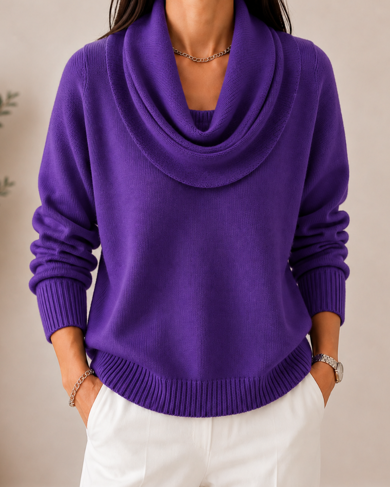 Cowl Neck Long Sleeve Knit Sweater
