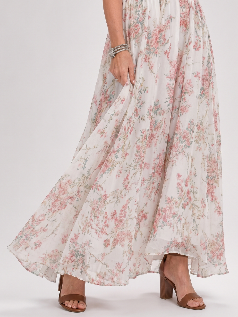 Floral Halter Neck Sleeveless Maxi Dress