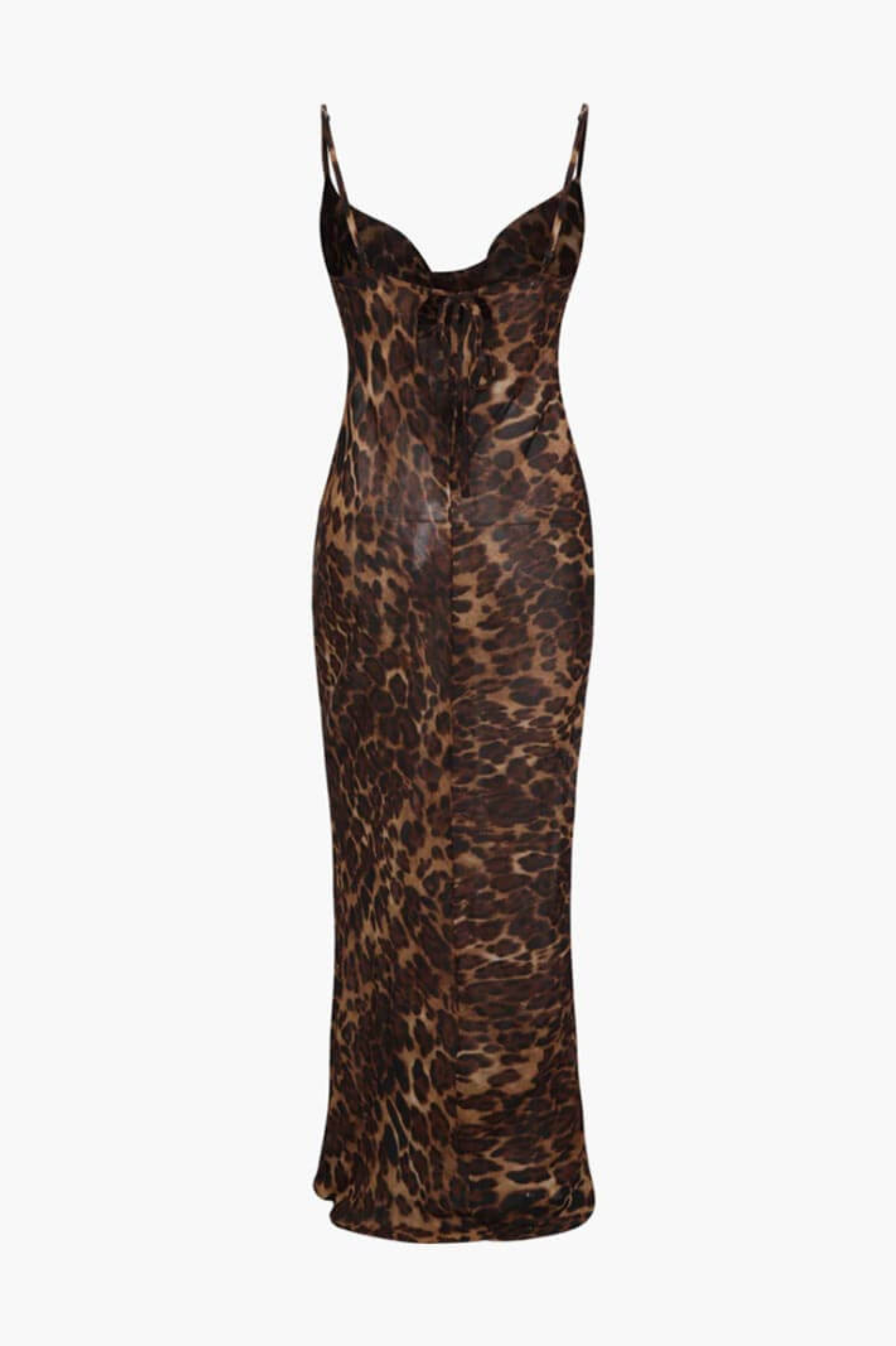 Leopard Print Spaghetti Strap Backless Slip Mermaid Hem Maxi Gown