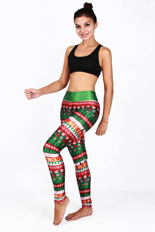 Christmas Light Print Yoga Pants