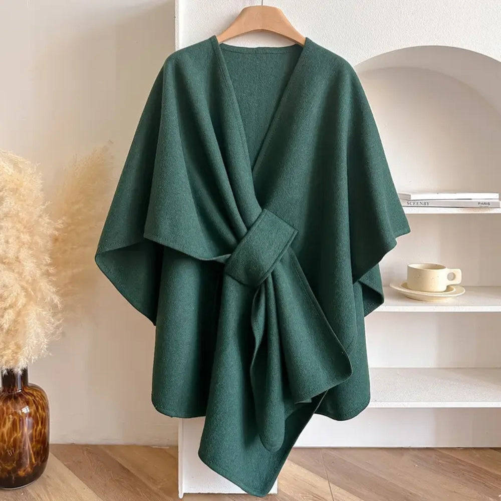 Open Front Draped Wrap Poncho Cape