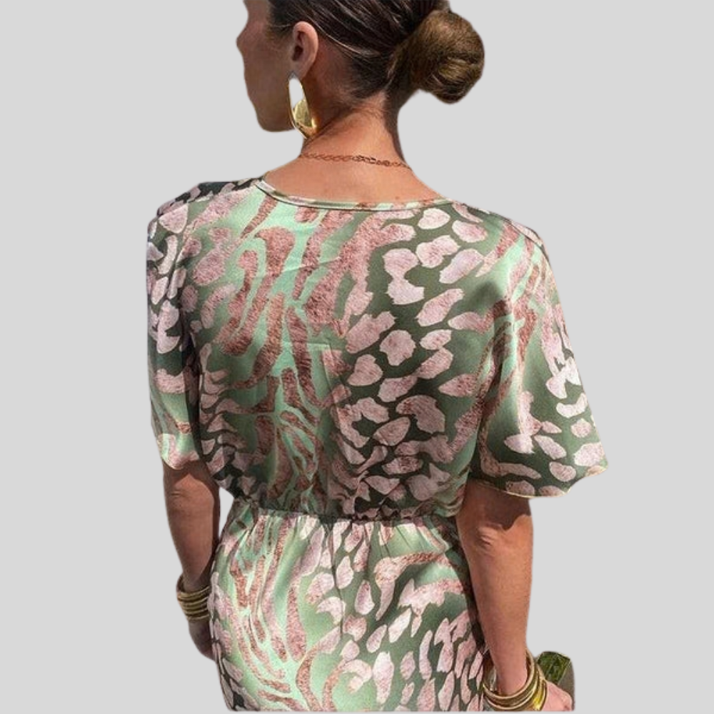 Animal Print Deep V-Neck Twist Front Bodycon Maxi Dress 3
