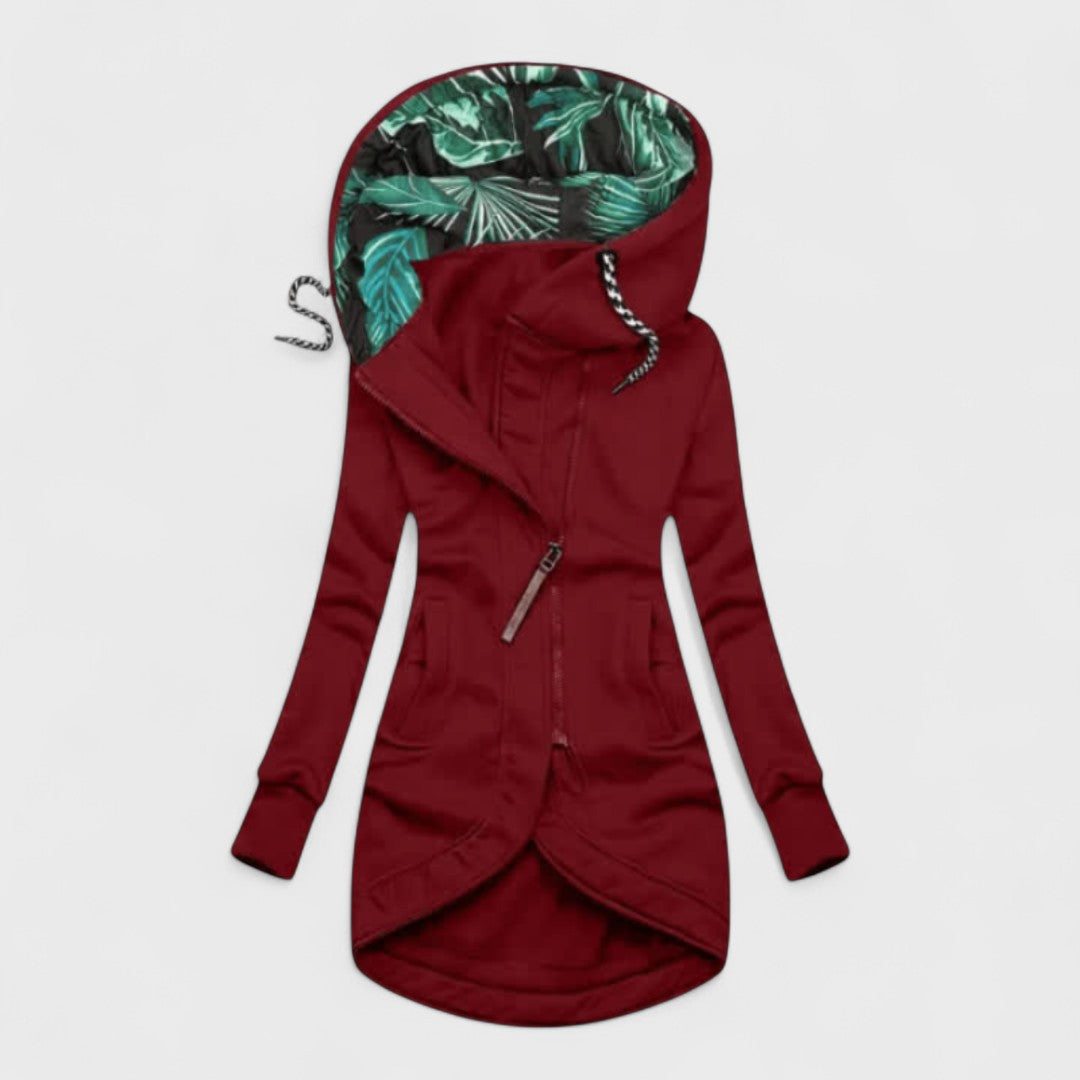 Hooded Asymmetric Zip Front Fleece Coat