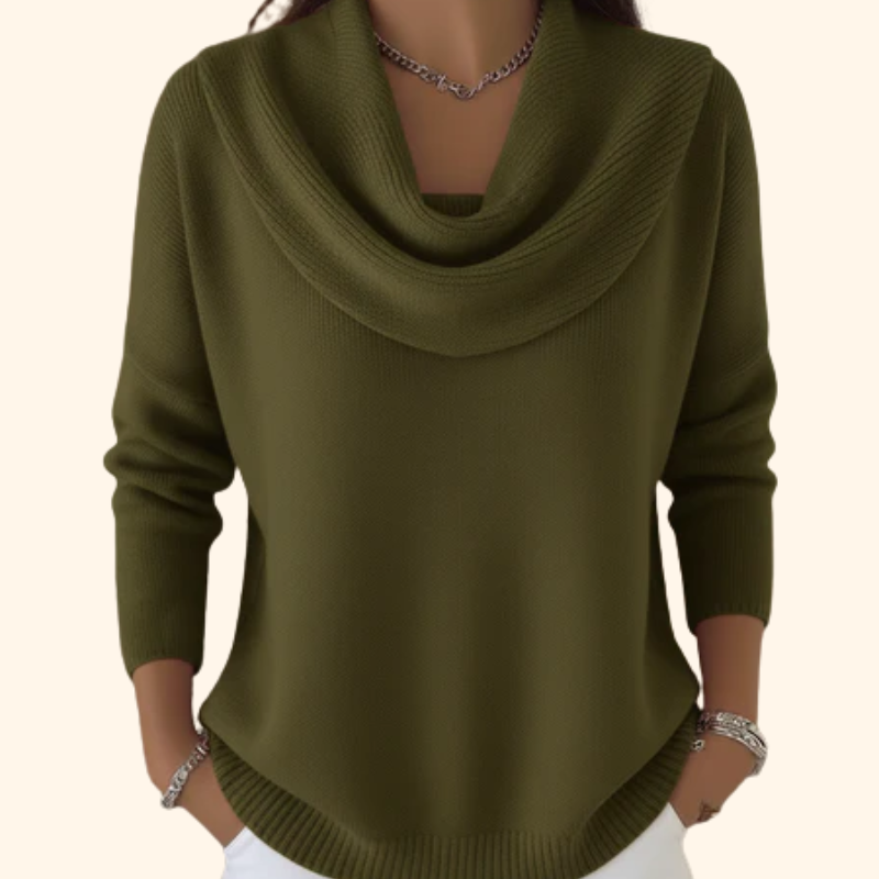 Cowl Neck Long Sleeve Knit Sweater