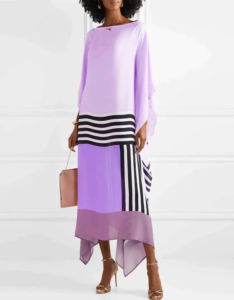 Boat Neck Batwing Sleeve Kaftan Maxi Dress 7