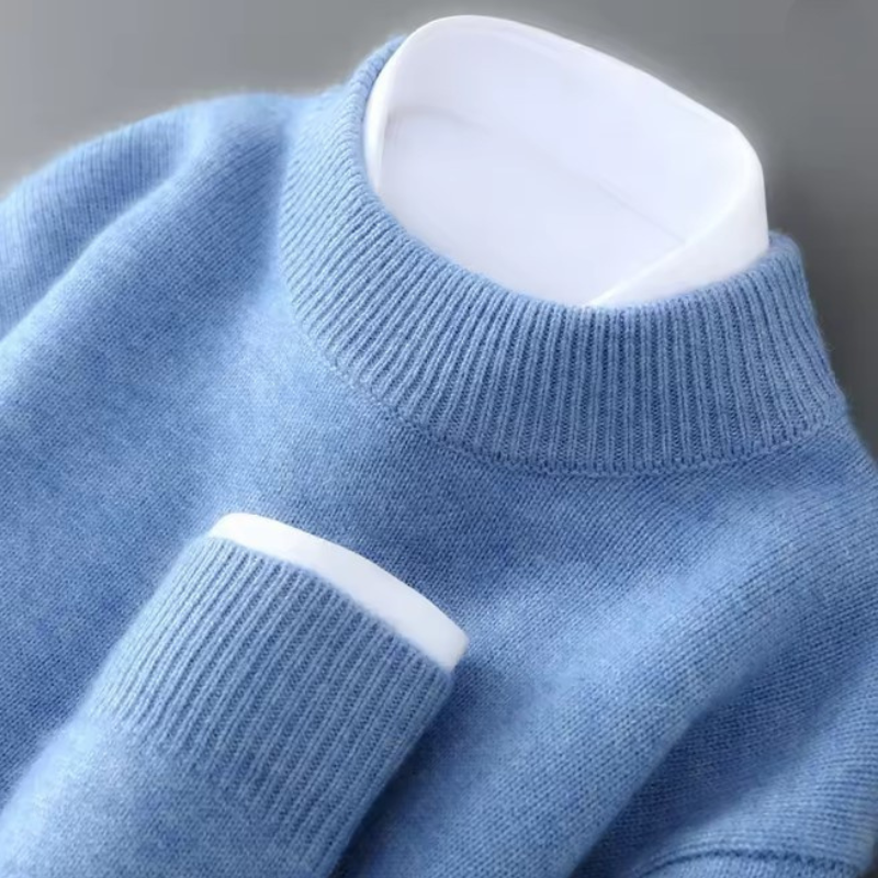 Mock Neck Long Sleeve Ribbed Trim Knit Sweater