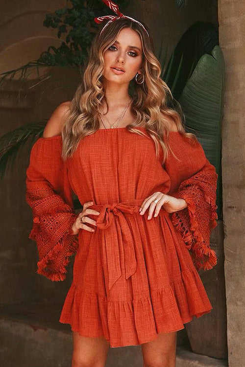 Tassel Lace Tie-waist Wrap Dress - 3 Colors - View 11