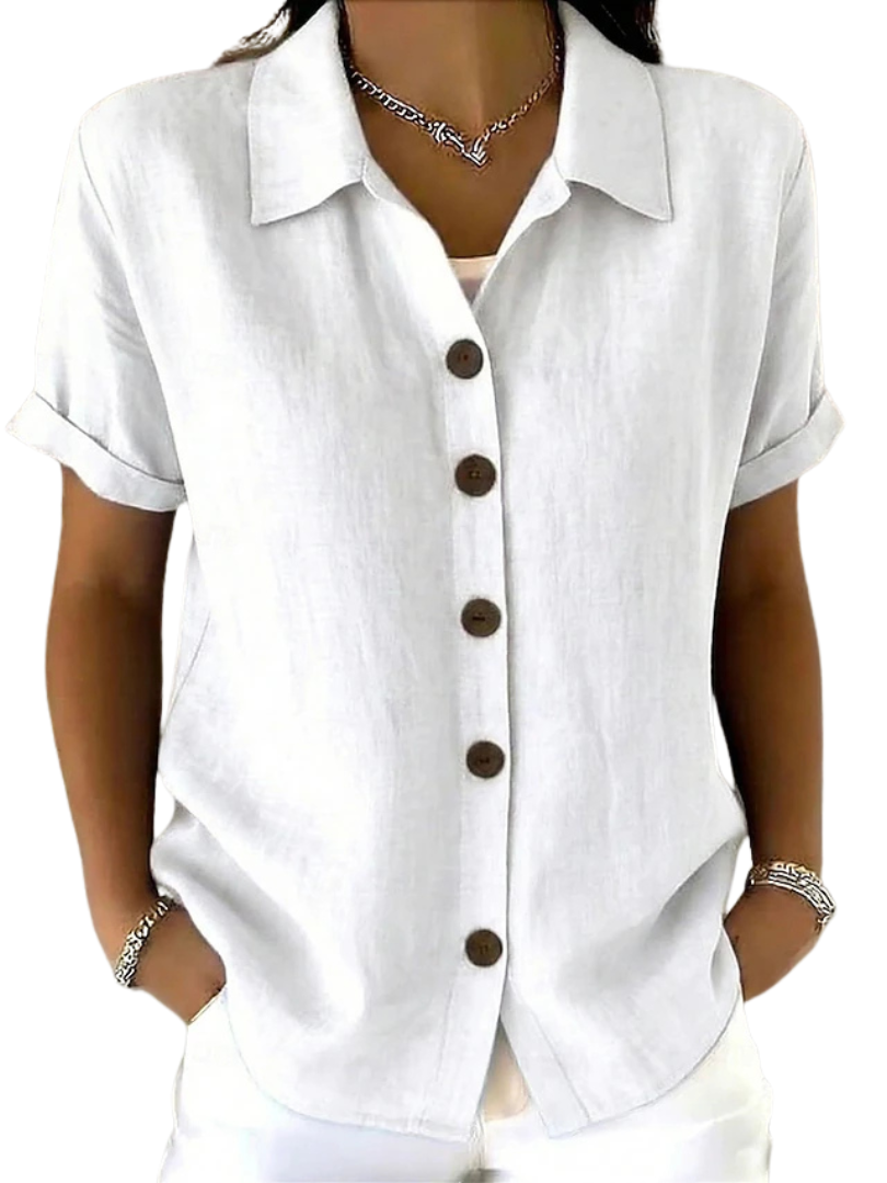 Collared Short Sleeve Button Front Shirt
