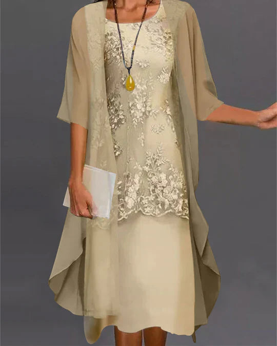 Olga Elevated Two Piece Chiffon Dress Occasion Wear