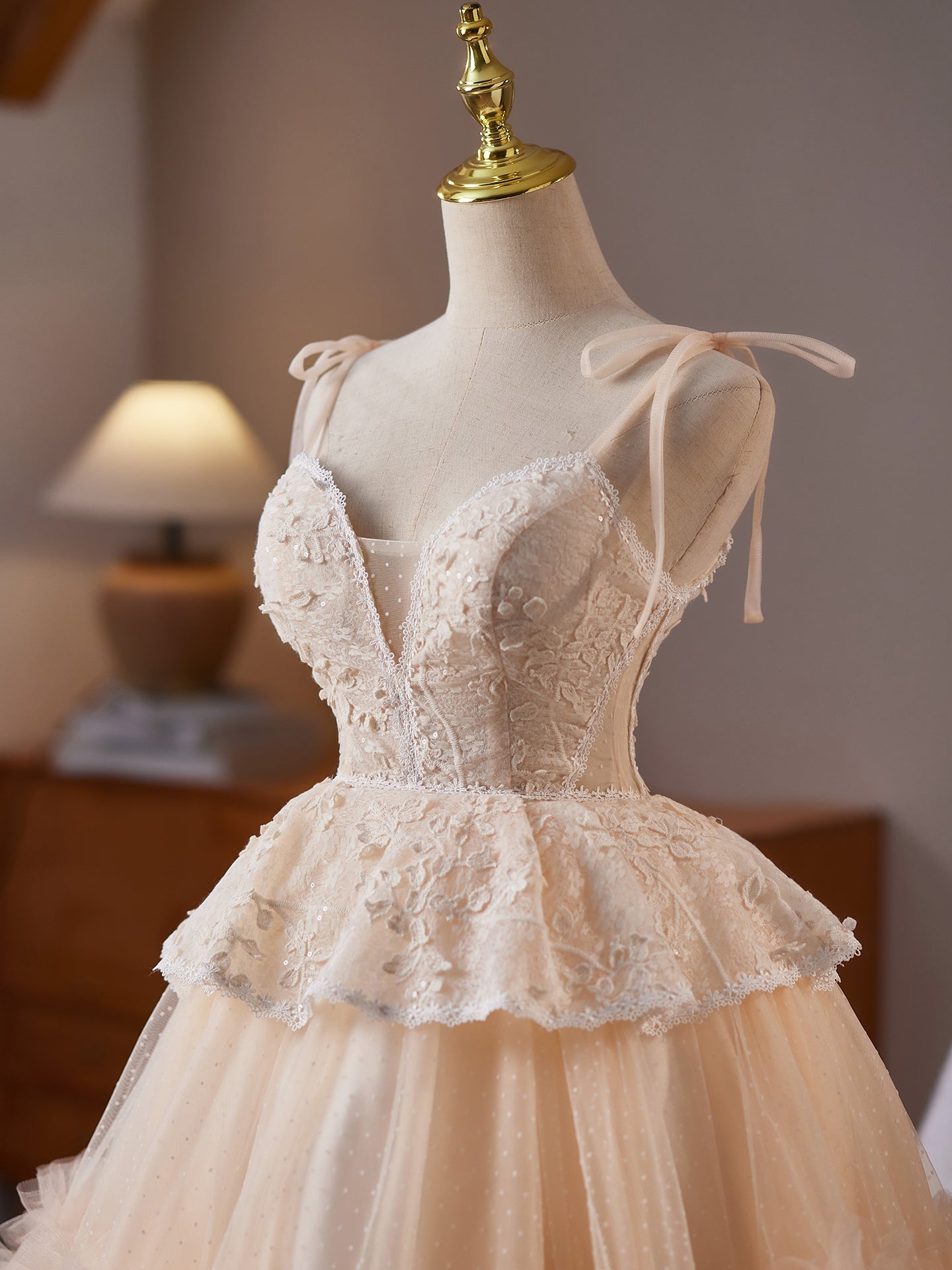 Charming Spaghetti Straps A Line Champagne V Neck Homecoming Dress