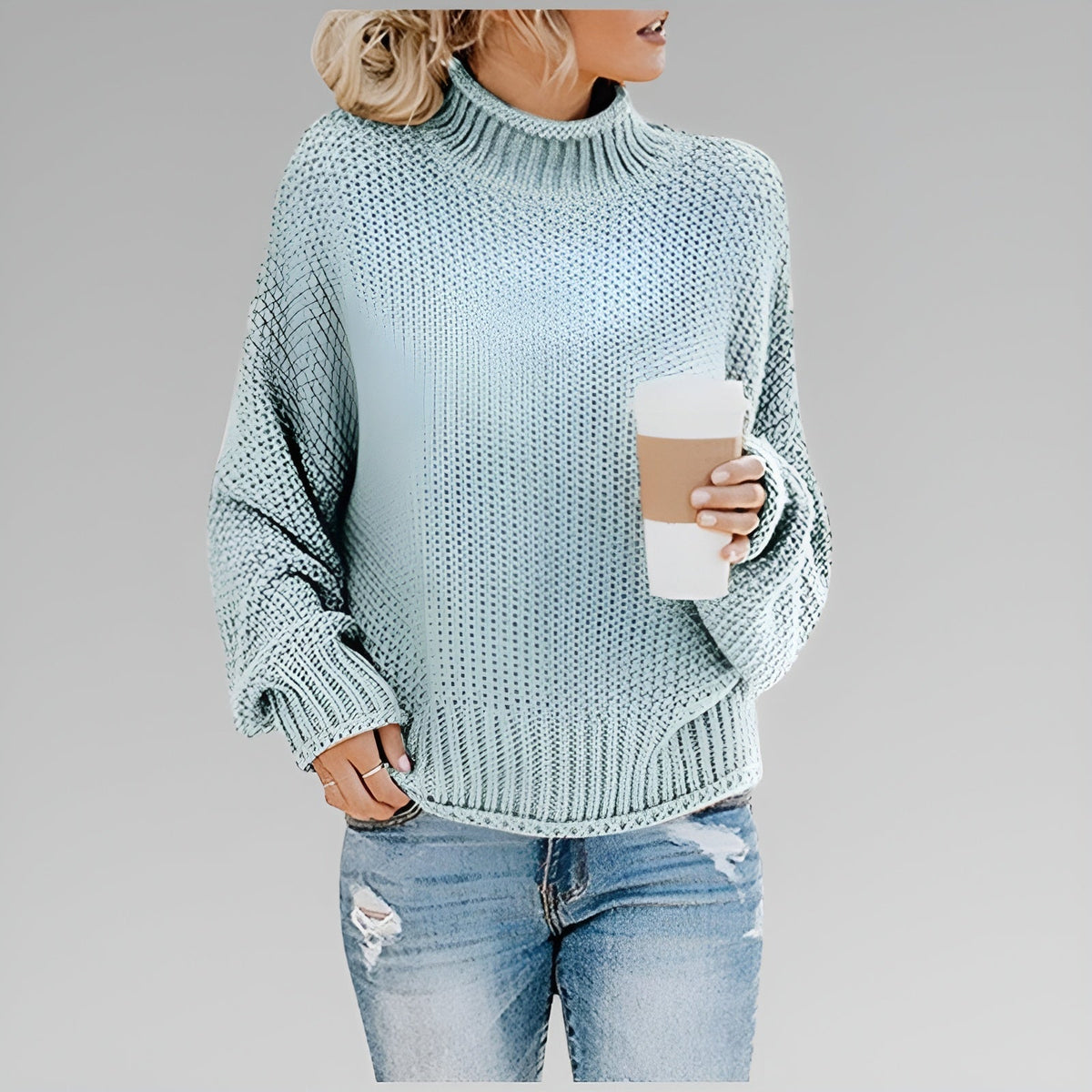 Turtleneck Long Sleeve Chunky Knit Oversized Sweater
