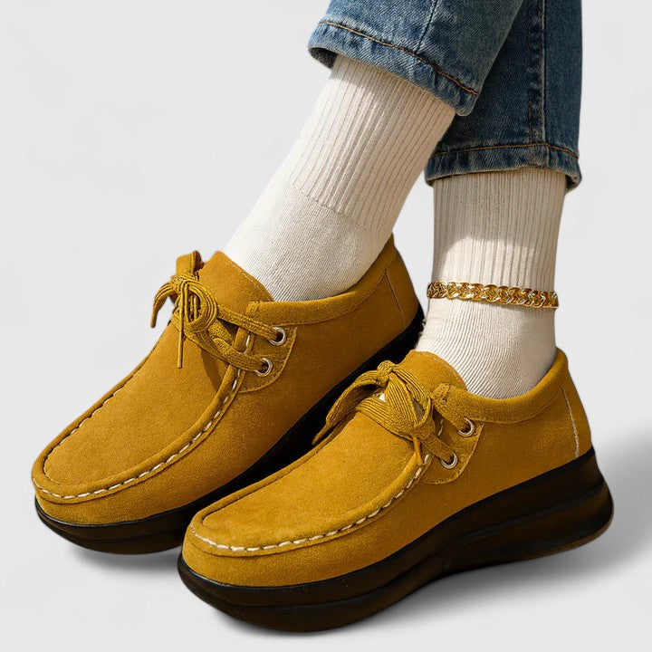 Lace Up Suede Look Platform Moccasin Sneakers