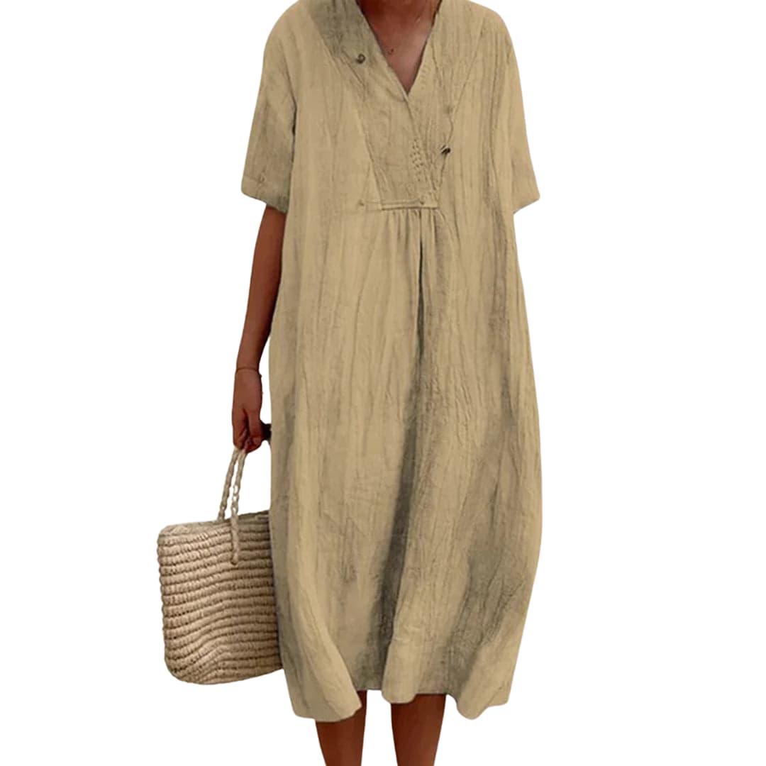 Cara | Relaxed Fit Midi Dress Khaki