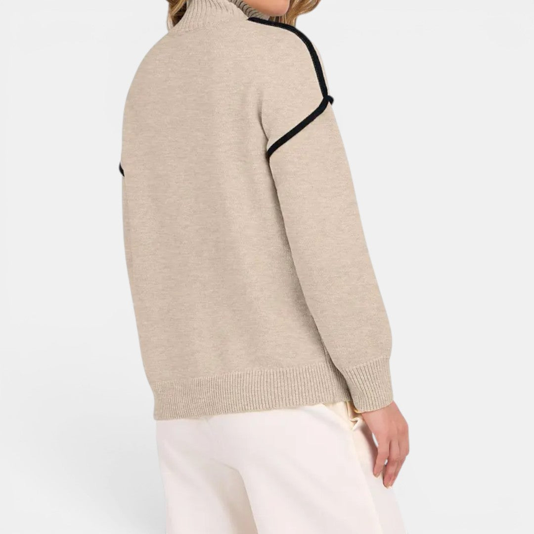 Quarter Zip Collared Long Sleeve Sweater