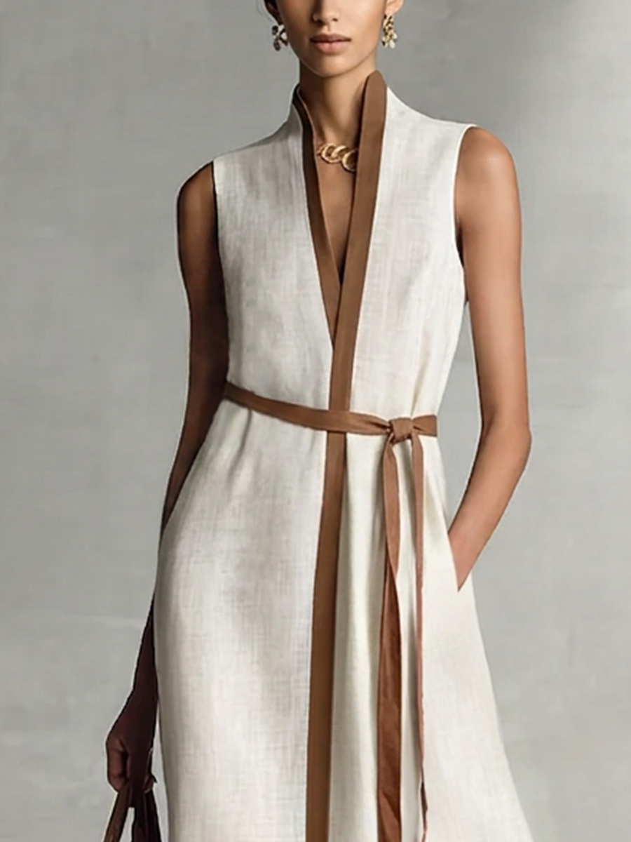 Sleeveless Wrap Tie Waist Maxi Dress 3