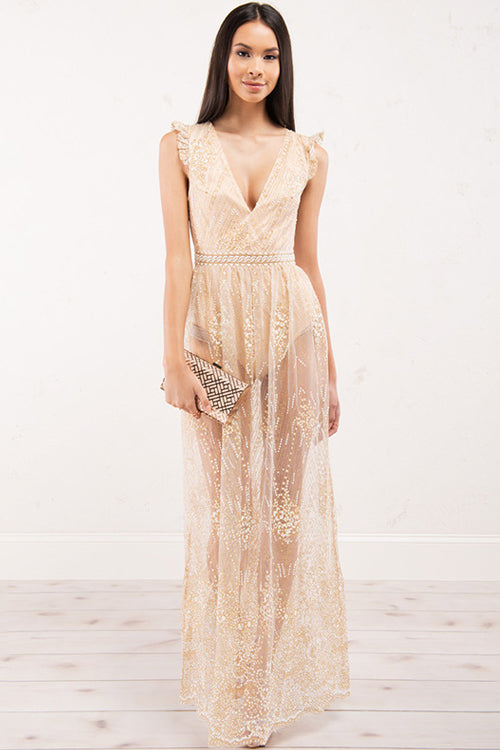 Lace Backless Sparkle Dress - View 2