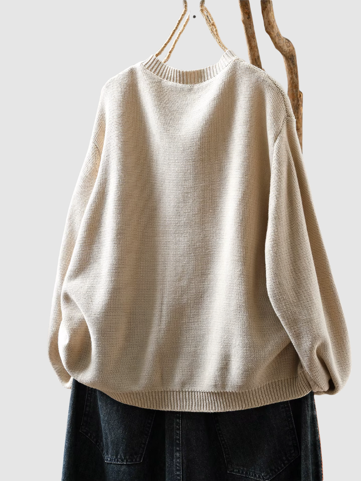 Crew Neck Long Sleeve Button Front Knit Cardigan