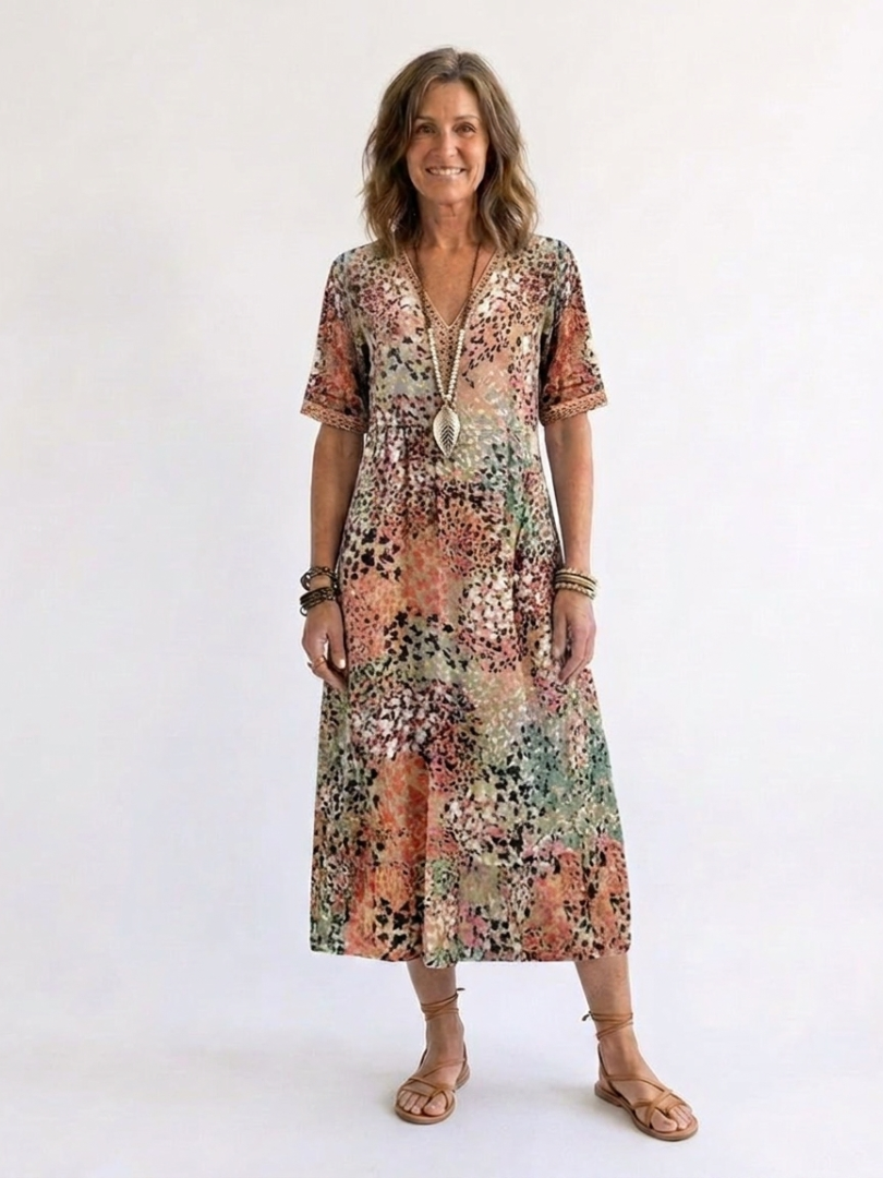 Yvonna™ | Elegant Floral Midi Dress