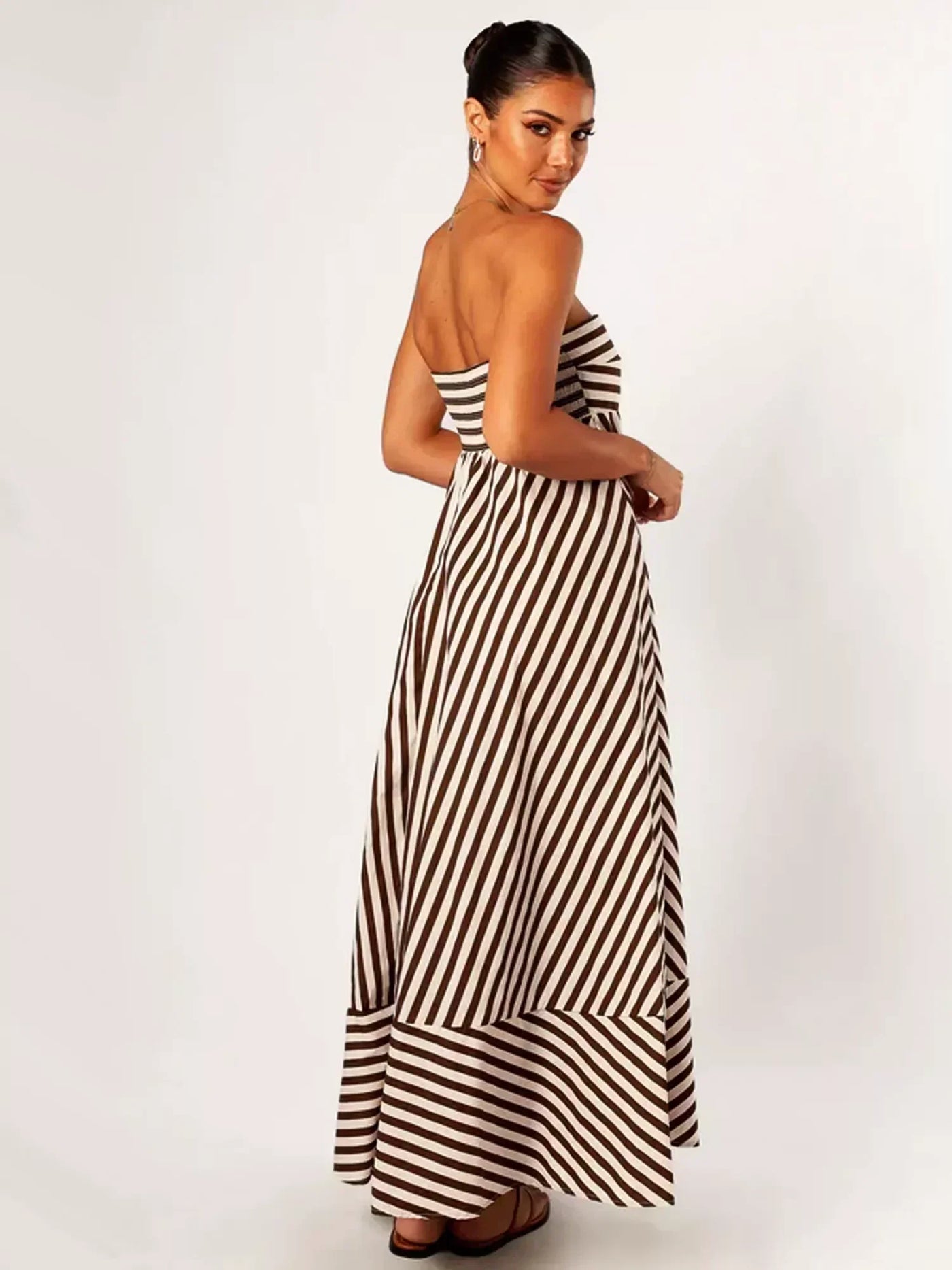 Strapless Striped A-Line Maxi Dress 6