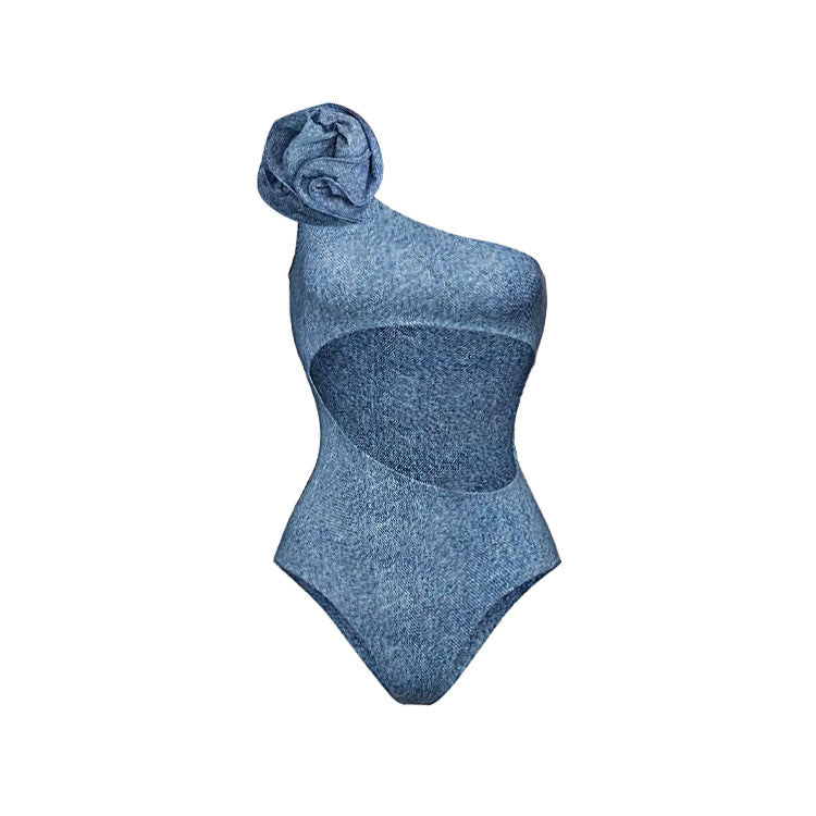 Denim Drip Swimsuit - Blue