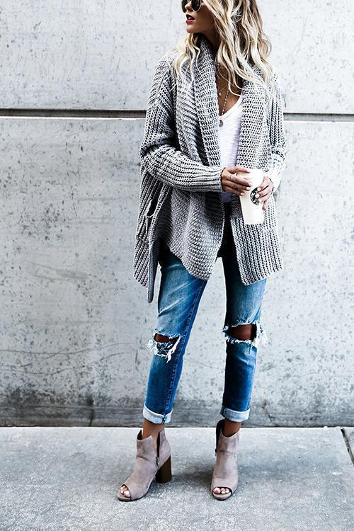 Comfy Cozy Pocketed Long Sleeves Cardigan