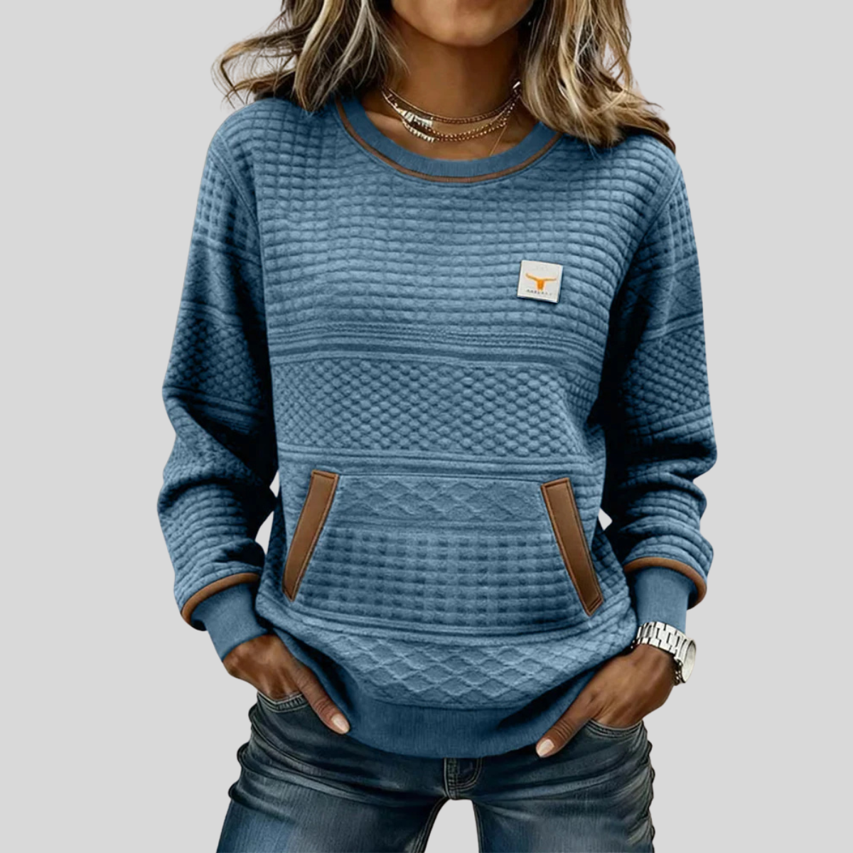 Orsolya | Crew Neck Colorblock Sweatshirt