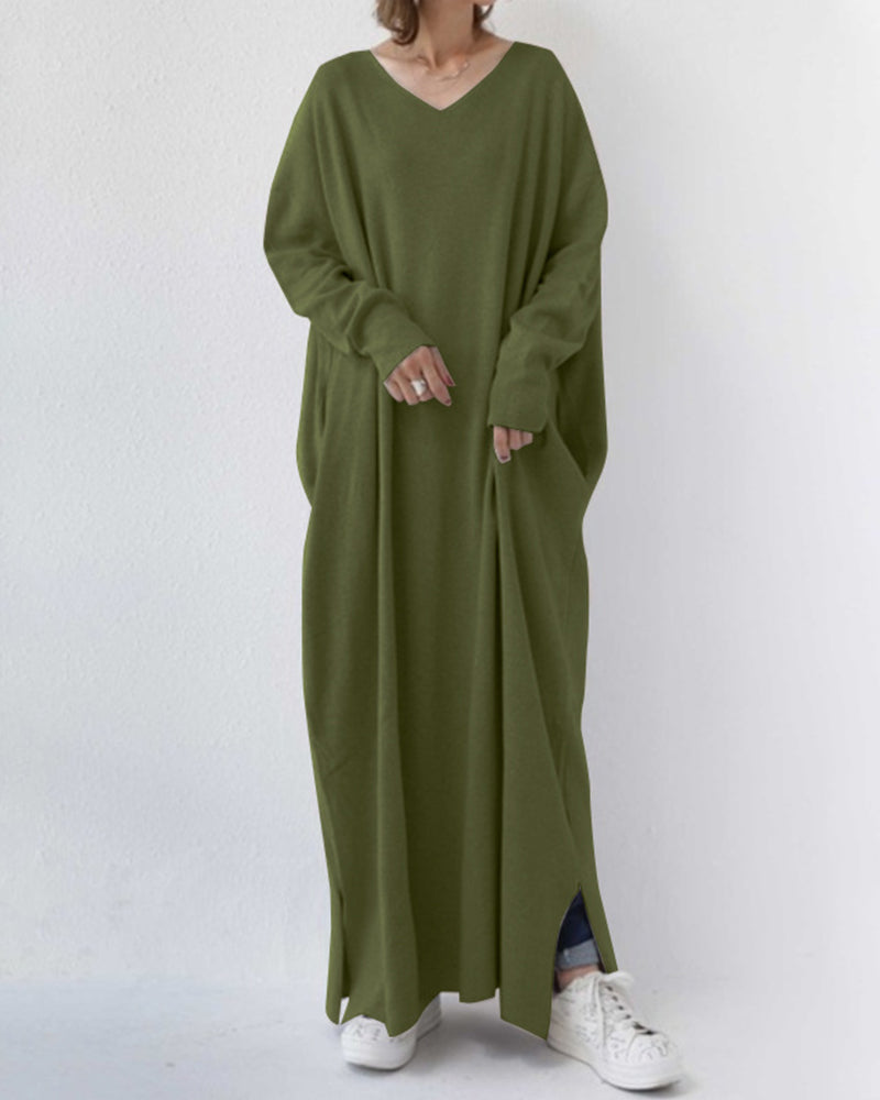 Long Sleeve Ribbed Knit Sweater Dress