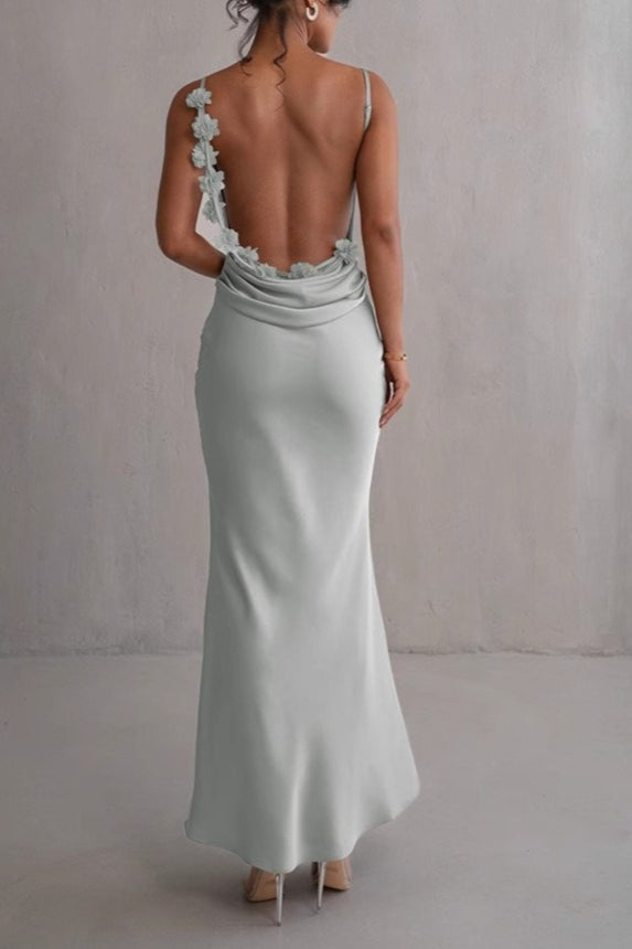 Satin Bodycon Backless Silk Dress 3