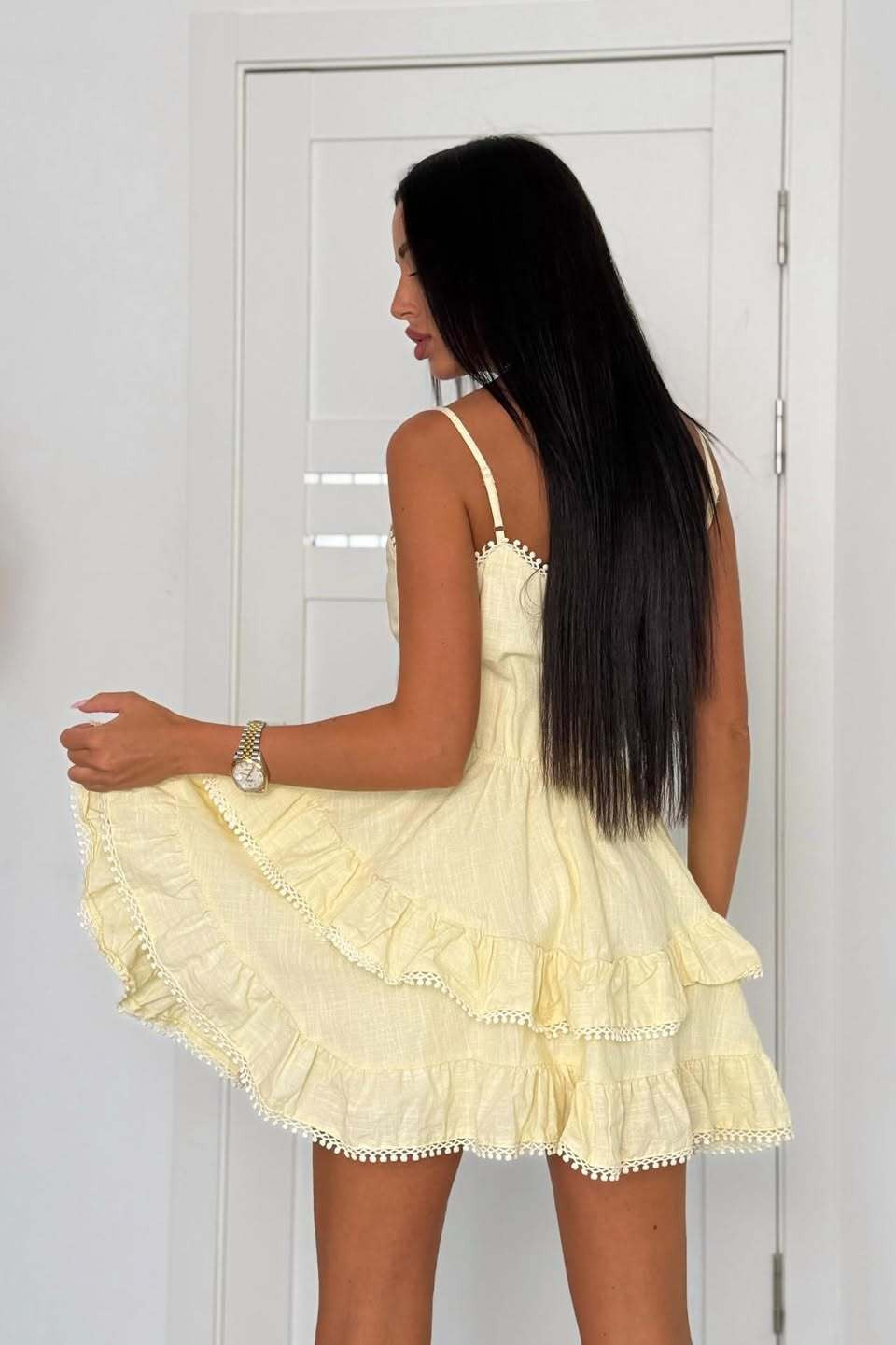Asymmetric Cami Lace Patchwork Tie Waist Mini Dress - View 6