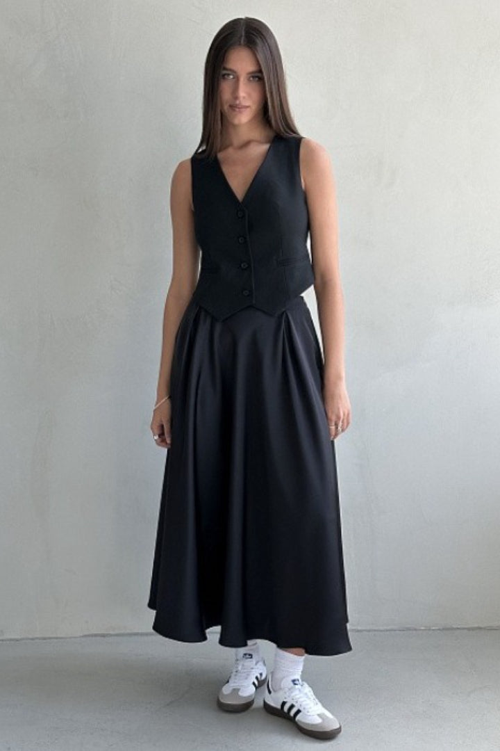 Satin High Waist Circle Maxi Skirt