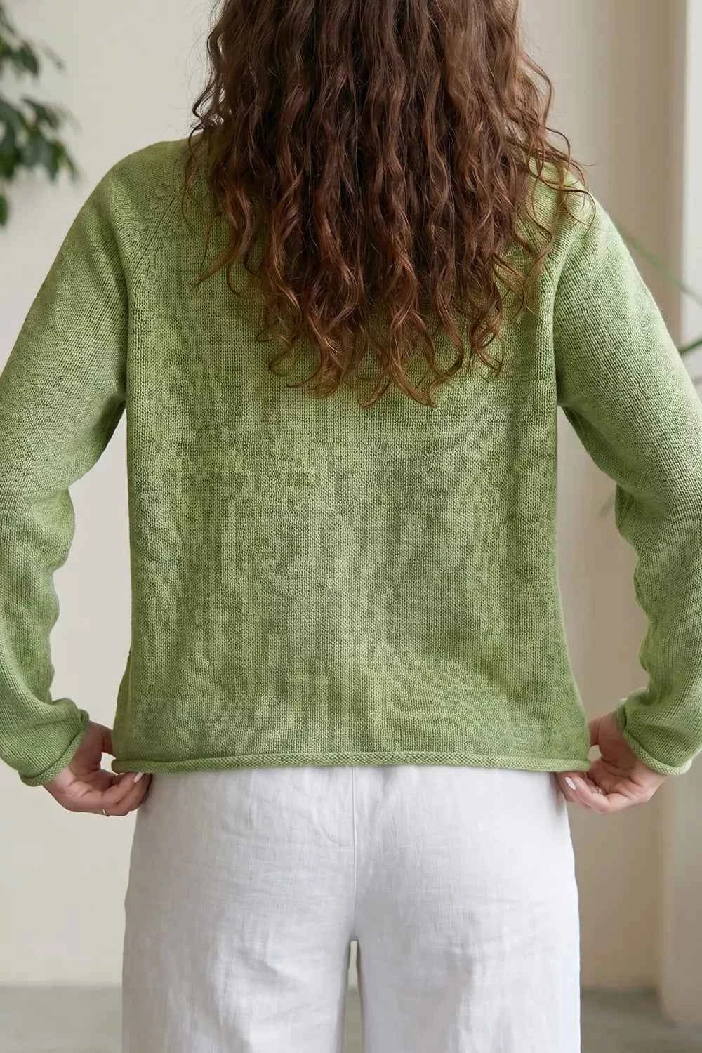 Fish Graphic Rolled Round Neck Long Sleeve Knit Sweater 2