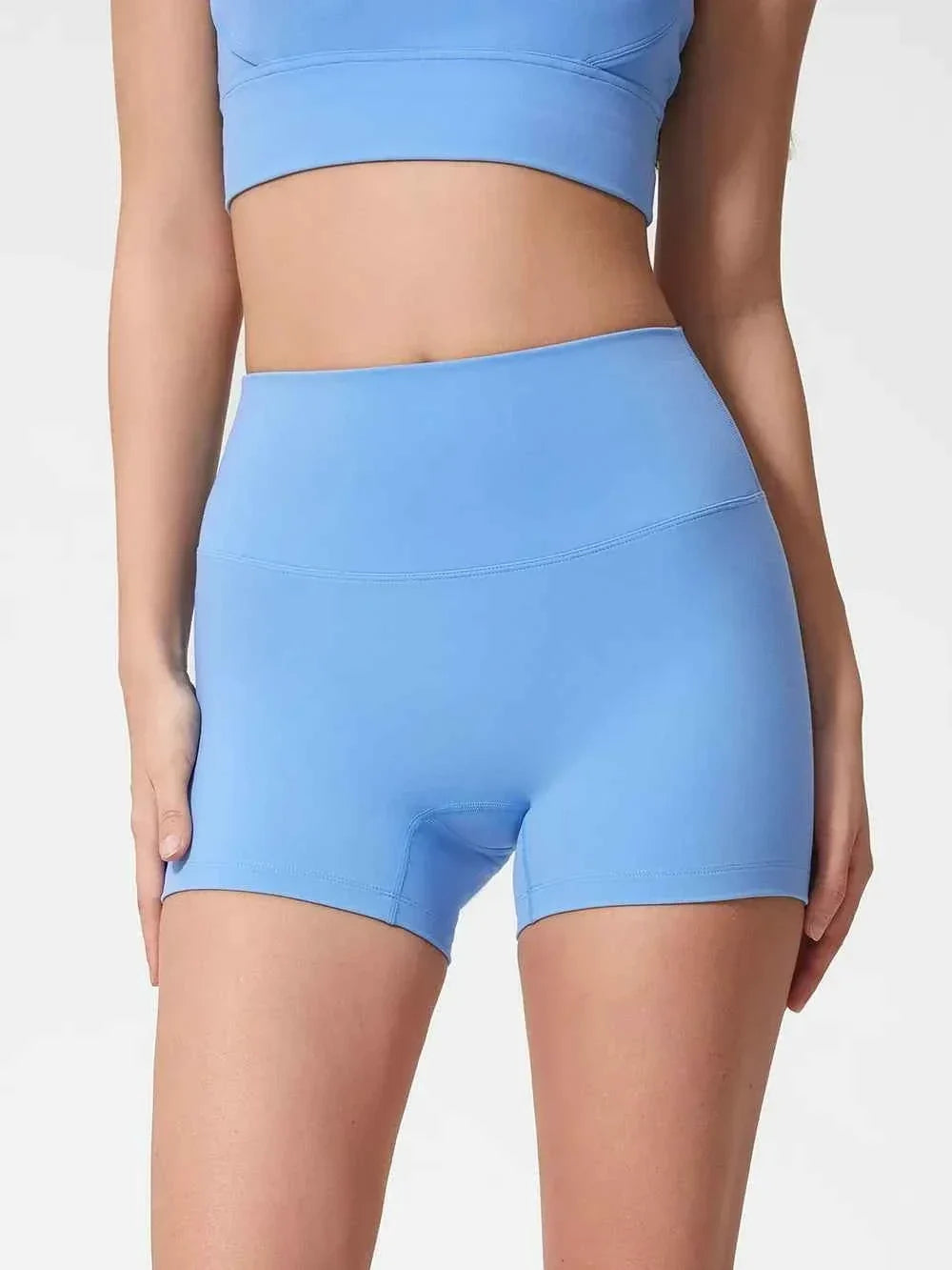 Wide Waistband High Waist Fitted Stretch Active Shorts 35