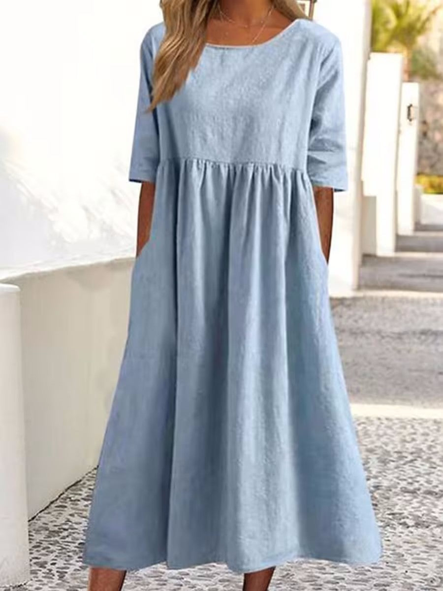 Luxe Veronica Midi Dress with Three Quarter Sleeves Designer Edit