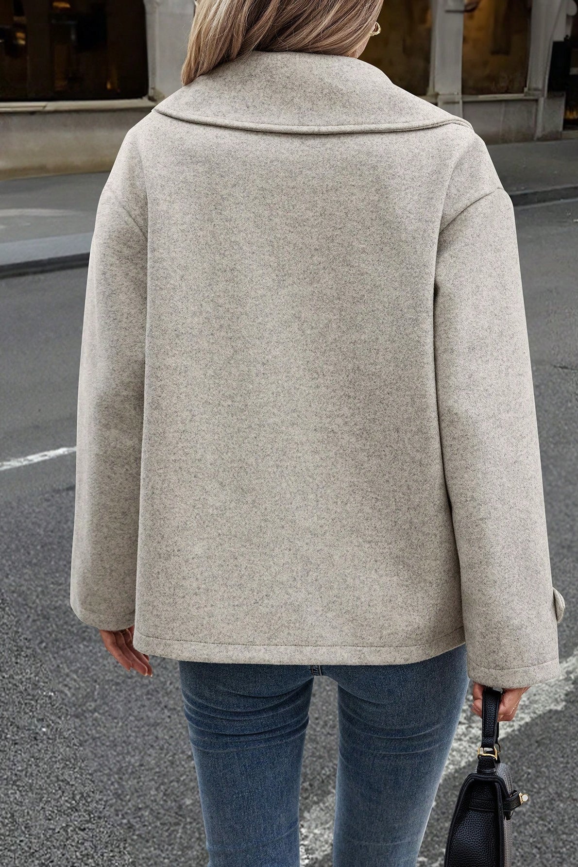 Cropped Wool Blend Oversized Coat