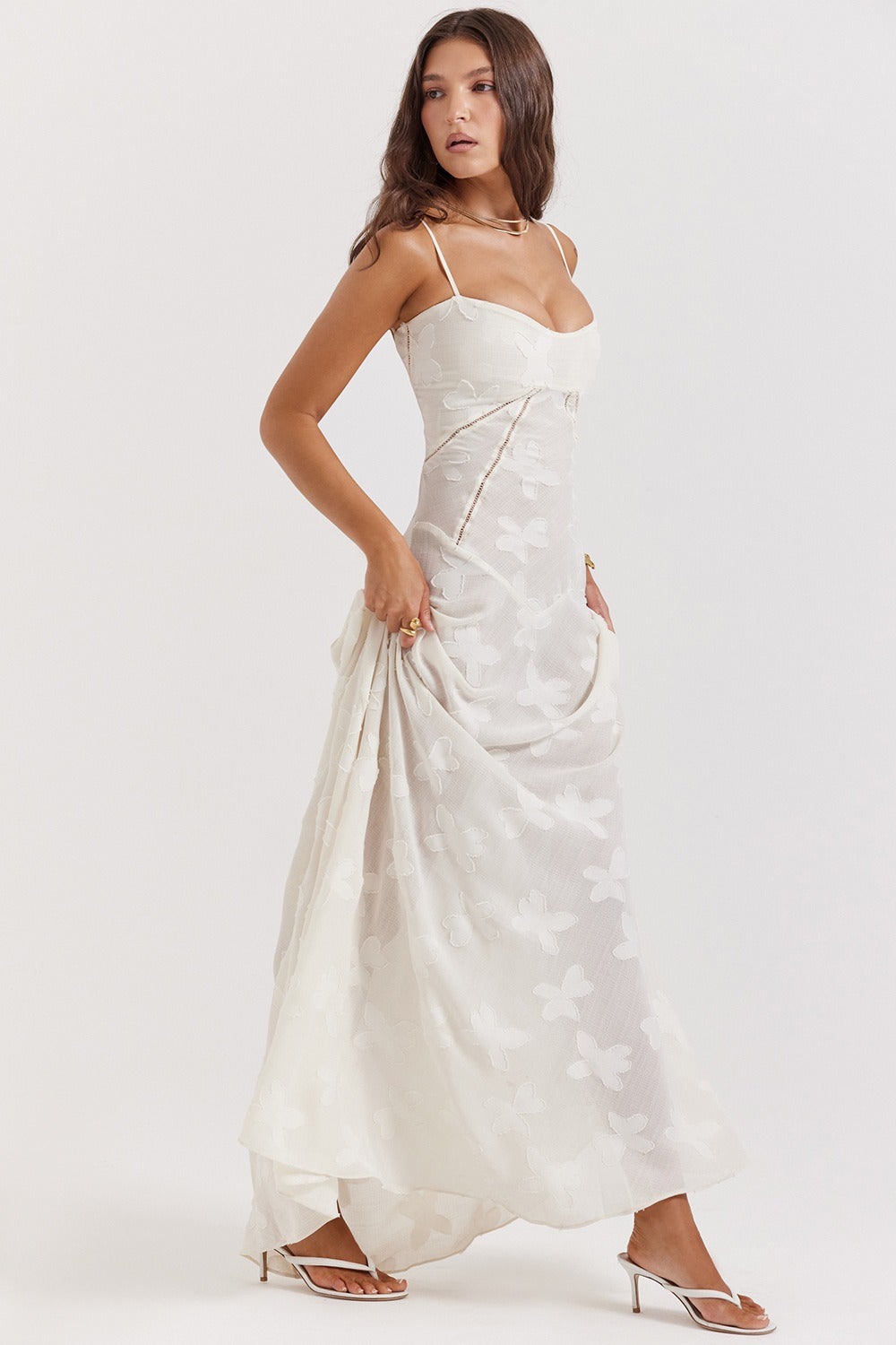 Lace Tie-Strap Romantic Maxi Dress - View 21