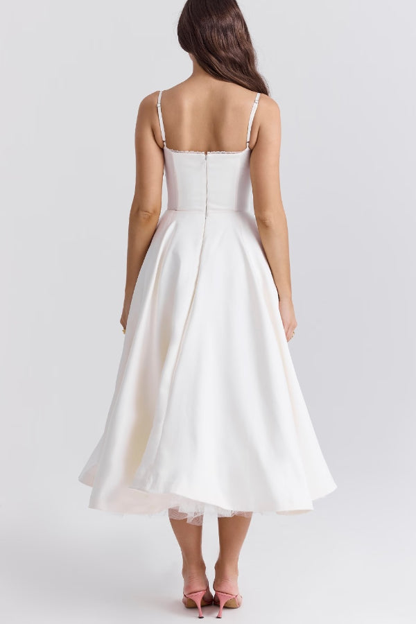 Lorraine Premium Strapless V Neck Sleeveless Tutu Maxi Dress Boutique Edit