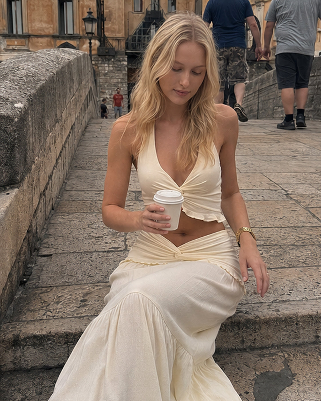 Sleeveless Halter Twist Co-ord Boho Dress
