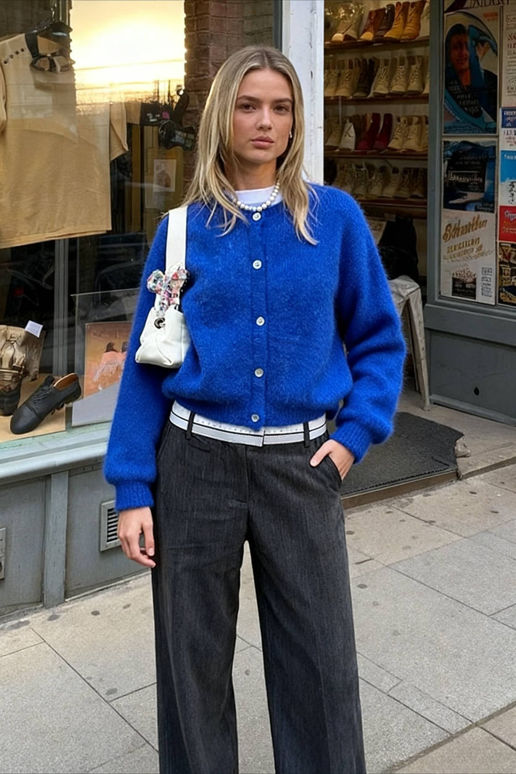 Cropped Knit Button Cardigan