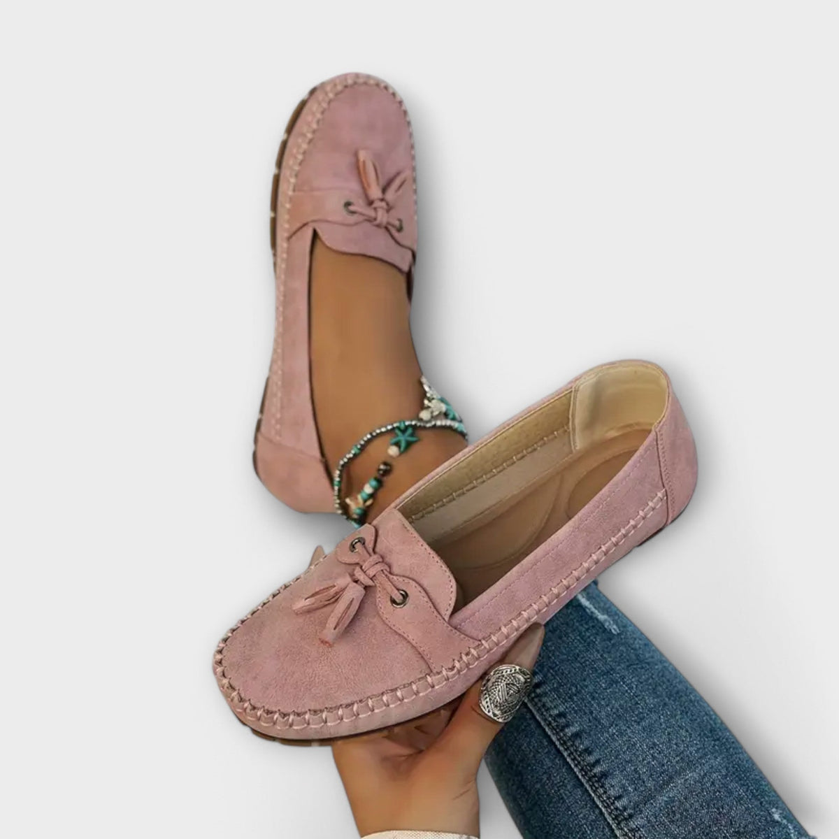 Suede Look Tassel Round Toe Slip On Loafers