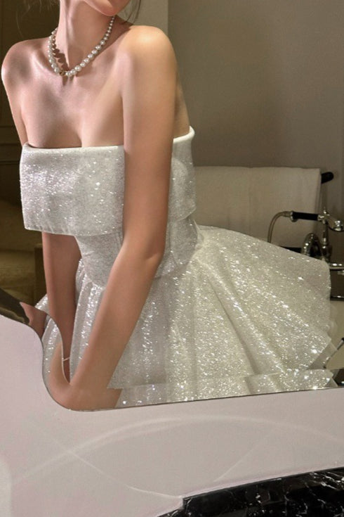 Sequin Strapless Corset Tiered Ruffle Tutu Mini Party Dress