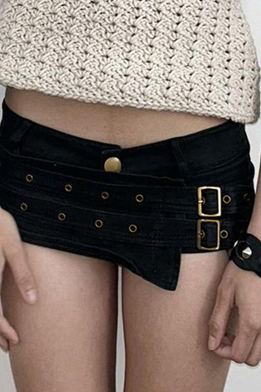 Asymmetrical Hardware Low Waist Shorts
