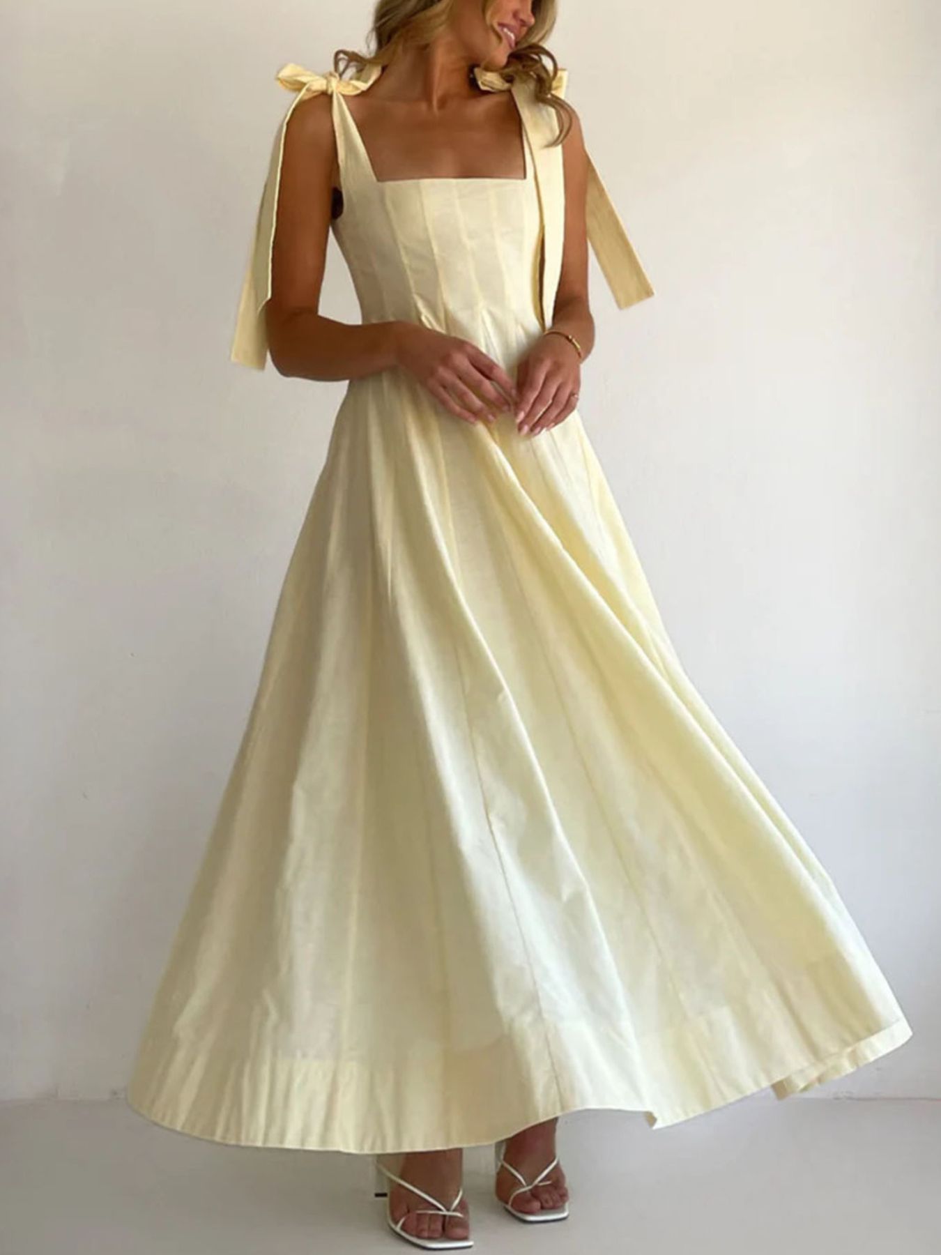 Gradient Tie Shoulder Maxi Dress Yellow