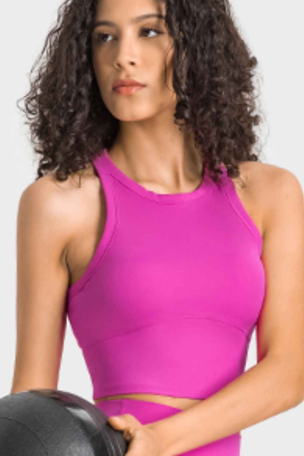 High Neck Seam Detail Cropped Sports Tank Top 9