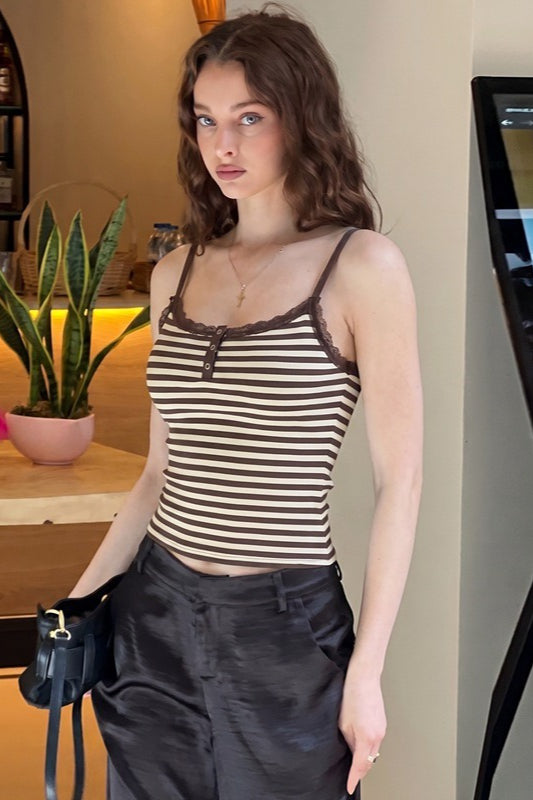 Lace Trim Fitted Cami Top