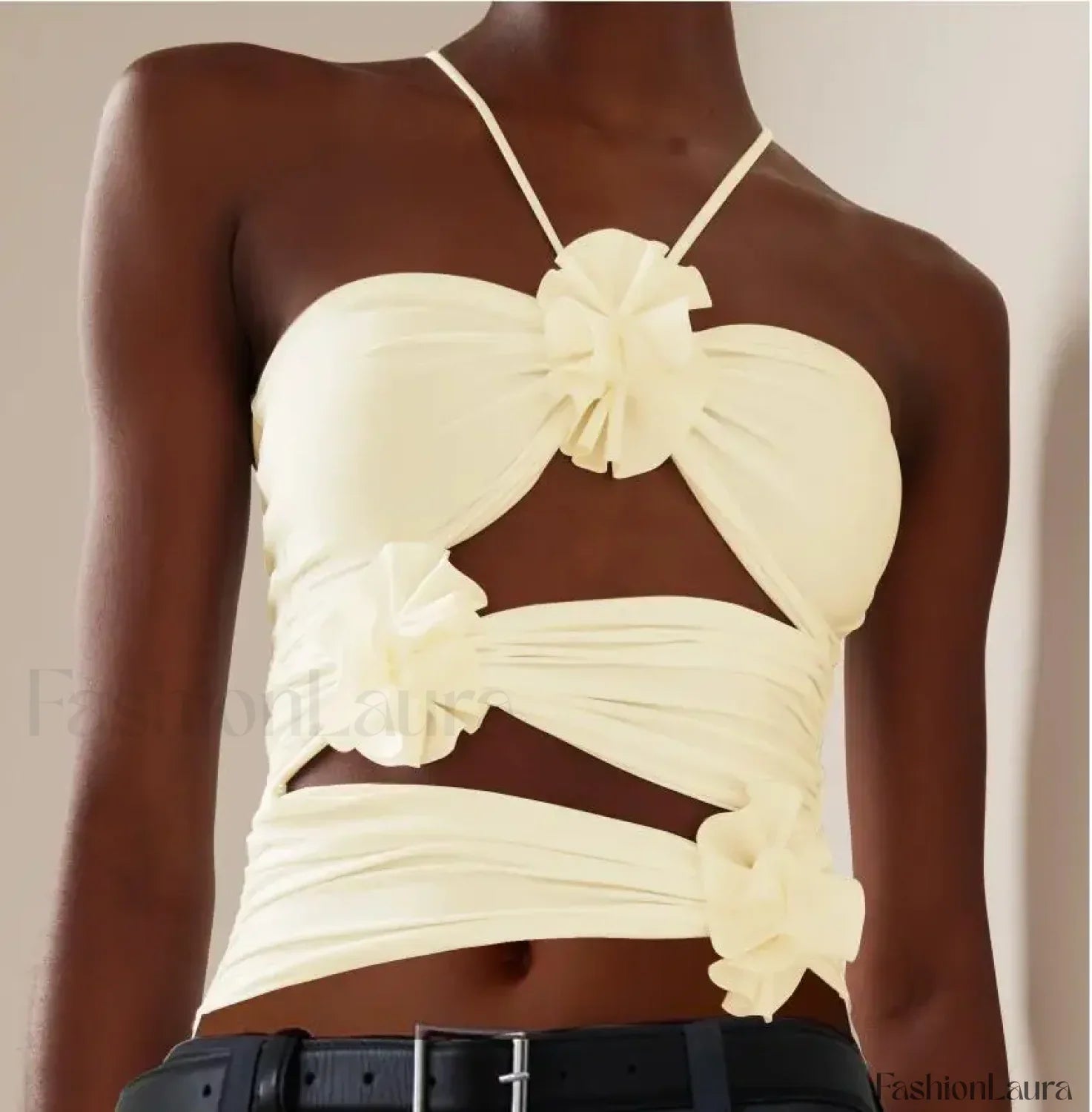 3D Floral Cut-Out Crop Top