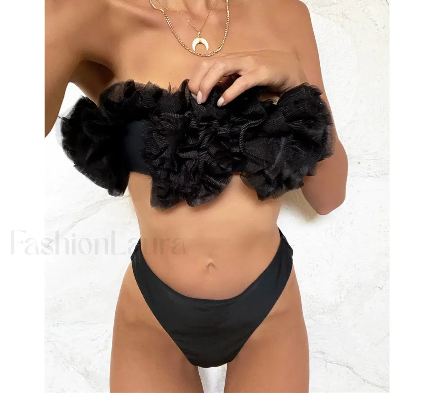 3D Flower Bandeau Bikini Set