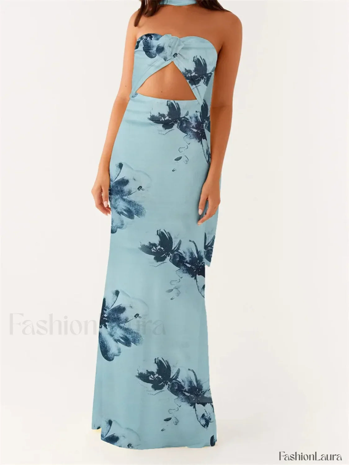 3D Flower Patchwork Tube Maxi Dress